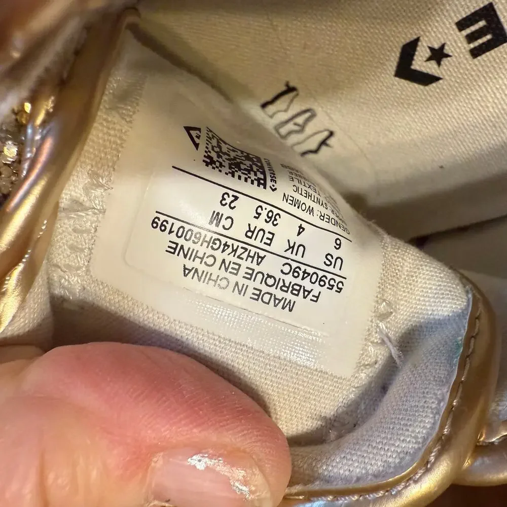Converse Chuck Taylor All Star Gold Glitter Sneakers Wmn 6 - Picture 10 of 10